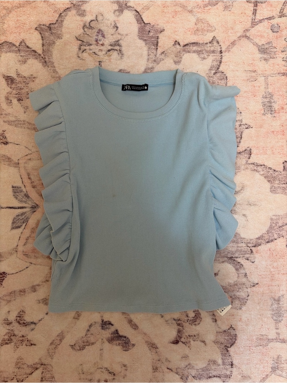 ZARA Baby Blue Ruffle Top